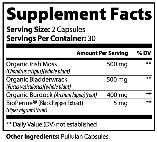Sea Moss with Bladderwrack and Burdock Root, 60 ct.